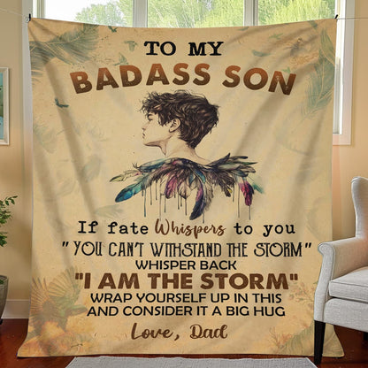 To My Badass Son – Cozy Hug Blanket By Dad - Toby00