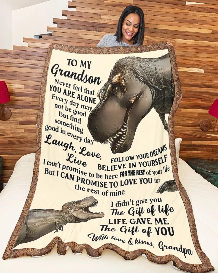 Dinosaur Blanket for Grandson – Inspiring Gift From Grandpa- Toby00