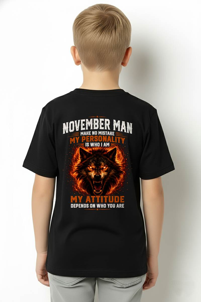 ANIMAL SPIRIT WOLF SHIRT - NOVEMBER MAN MAKE NO MISTAKE  - toby11 (SKU2608-109-11)