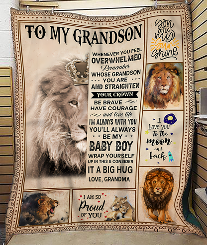 BLANKET FOR GRANDSON – COMFORT & WARMTH GIFT FROM GRANDMA  Sherpa Fleece Quilt Blanket TOBY00 (SKUB12-BLK-02)