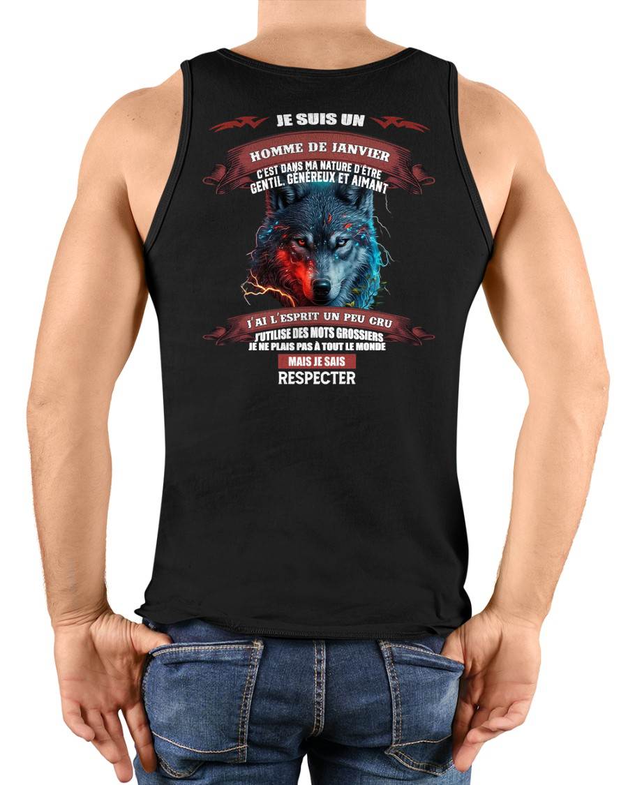 JANVIER -  JE SAIS RESPECTER – T-SHIRT D’ANNIVERSAIRE POUR HOMME - frTOBY01 (SKU12-266-01)