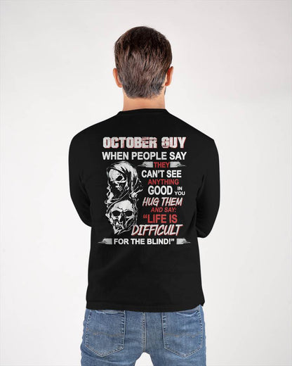 OCTOBER -  HUG THEM AND SAY... - BIRTHDAY T-SHIRT FOR MEN - TOBY10 (SKU12-253-10)