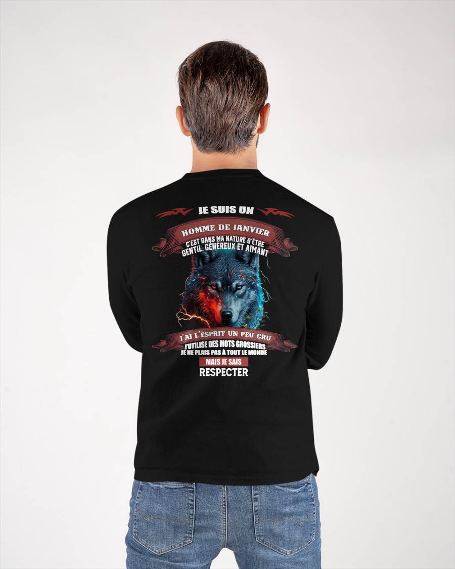 JANVIER -  JE SAIS RESPECTER – T-SHIRT D’ANNIVERSAIRE POUR HOMME - frTOBY01 (SKU12-266-01)