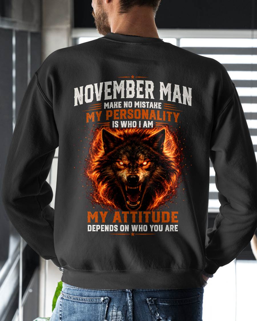 ANIMAL SPIRIT WOLF SHIRT - NOVEMBER MAN MAKE NO MISTAKE  - toby11 (SKU2608-109-11)