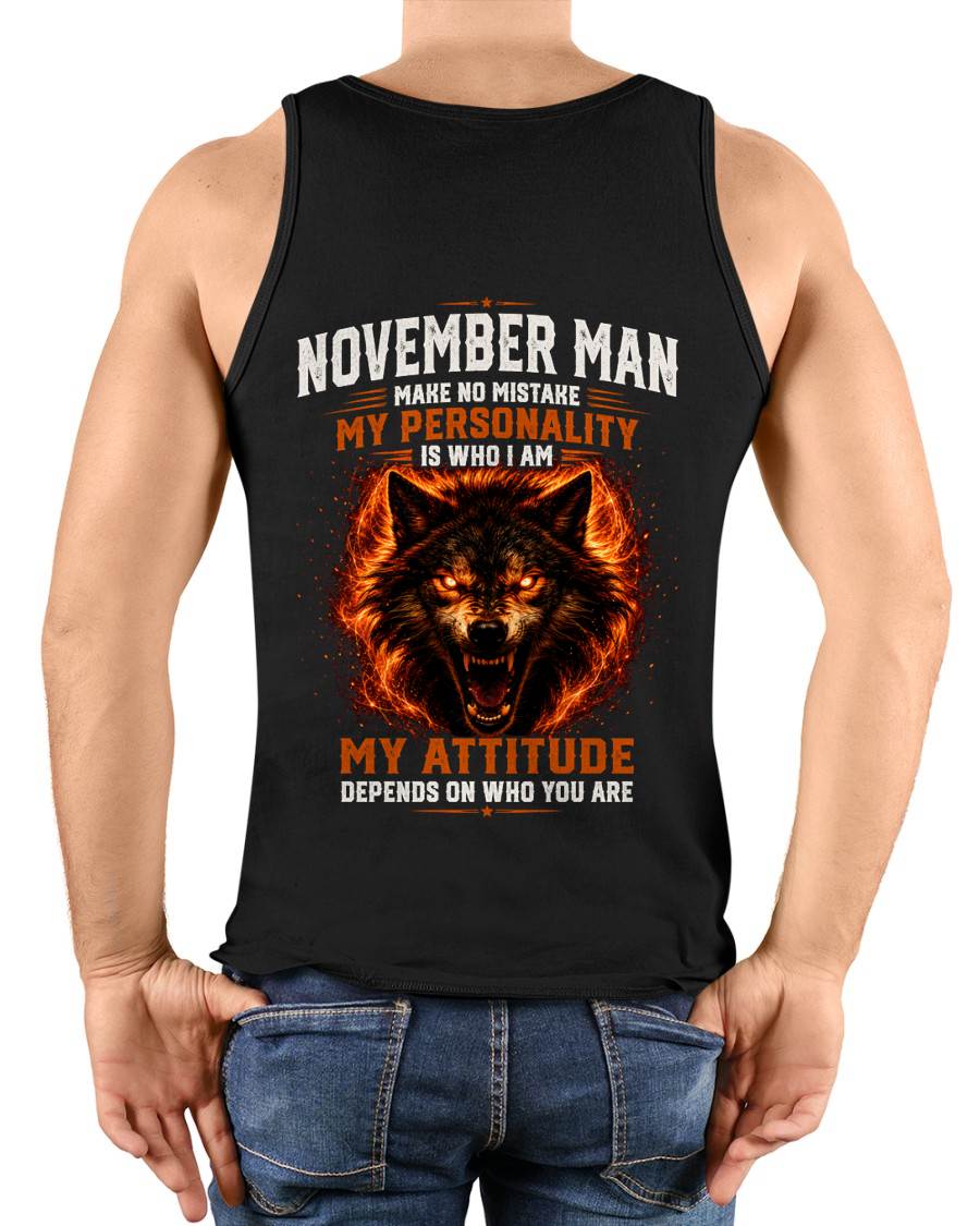 ANIMAL SPIRIT WOLF SHIRT - NOVEMBER MAN MAKE NO MISTAKE  - toby11 (SKU2608-109-11)
