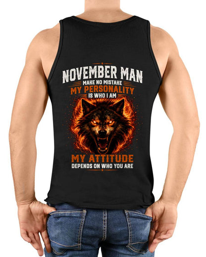 ANIMAL SPIRIT WOLF SHIRT - NOVEMBER MAN MAKE NO MISTAKE  - toby11 (SKU2608-109-11)