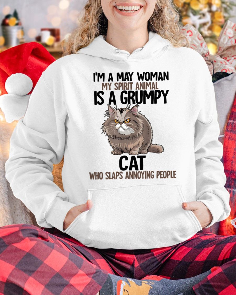 MAY - MY SPIRIT ANIMAL IS A GRUMPY CAT - BIRTHDAY SHIRT FOR WOMEN - TOBY05 (SKU12-278-05)