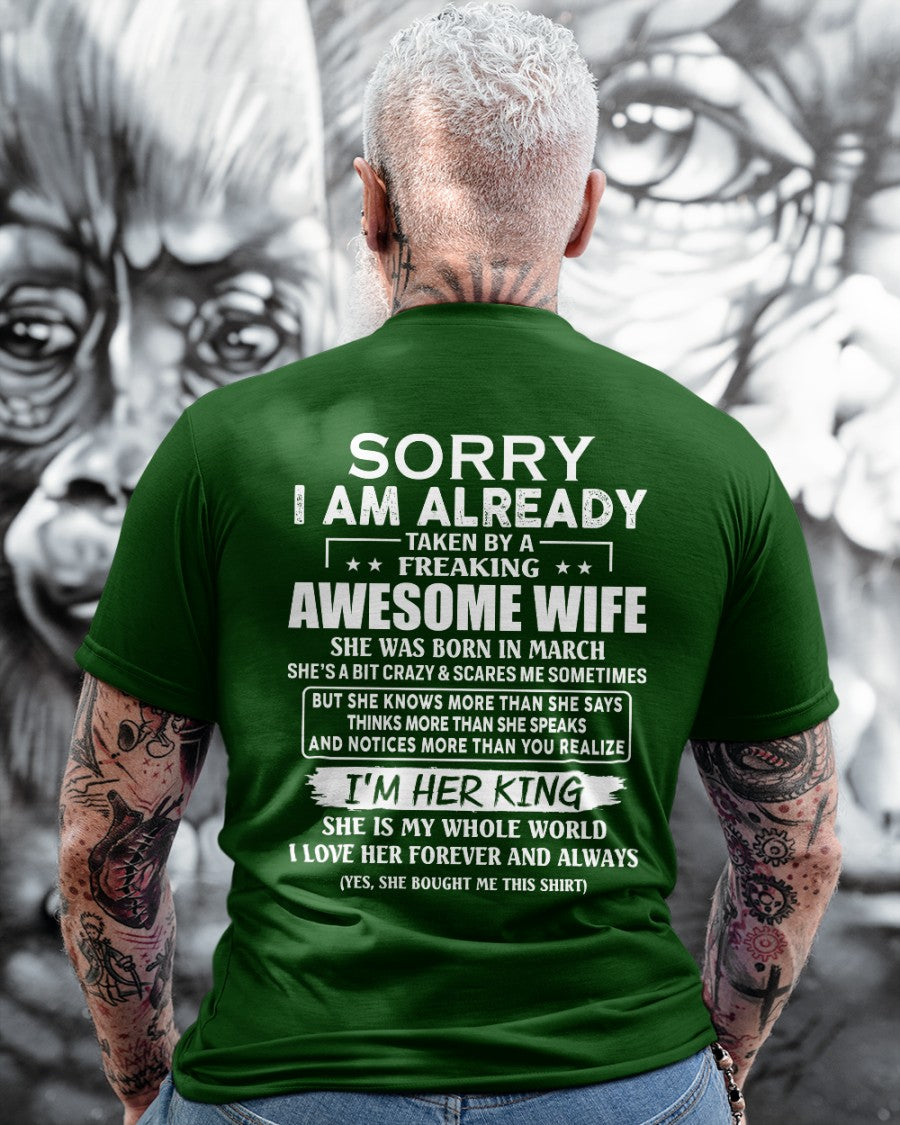 Awesome wife March - Perfect gift for husband from wife - TOBY03 (SKU68-79-03)