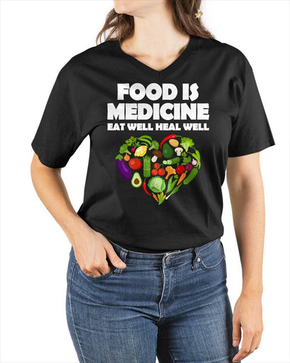 EAT MEDICINE EAT WELL HEAL WELL - SHIRTS FOR WOMEN - TOBY00 (SKU4837-05)