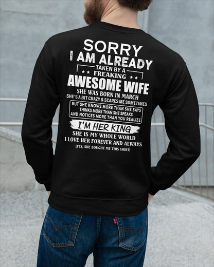 Awesome wife March - Perfect gift for husband from wife - TOBY03 (SKU68-79-03)