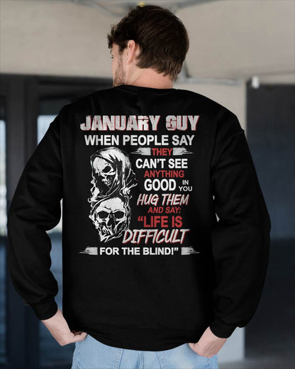 JANUARY - HUG THEM AND SAY... - BIRTHDAY T-SHIRT FOR MEN - TOBY01 (SKU12-253-01)