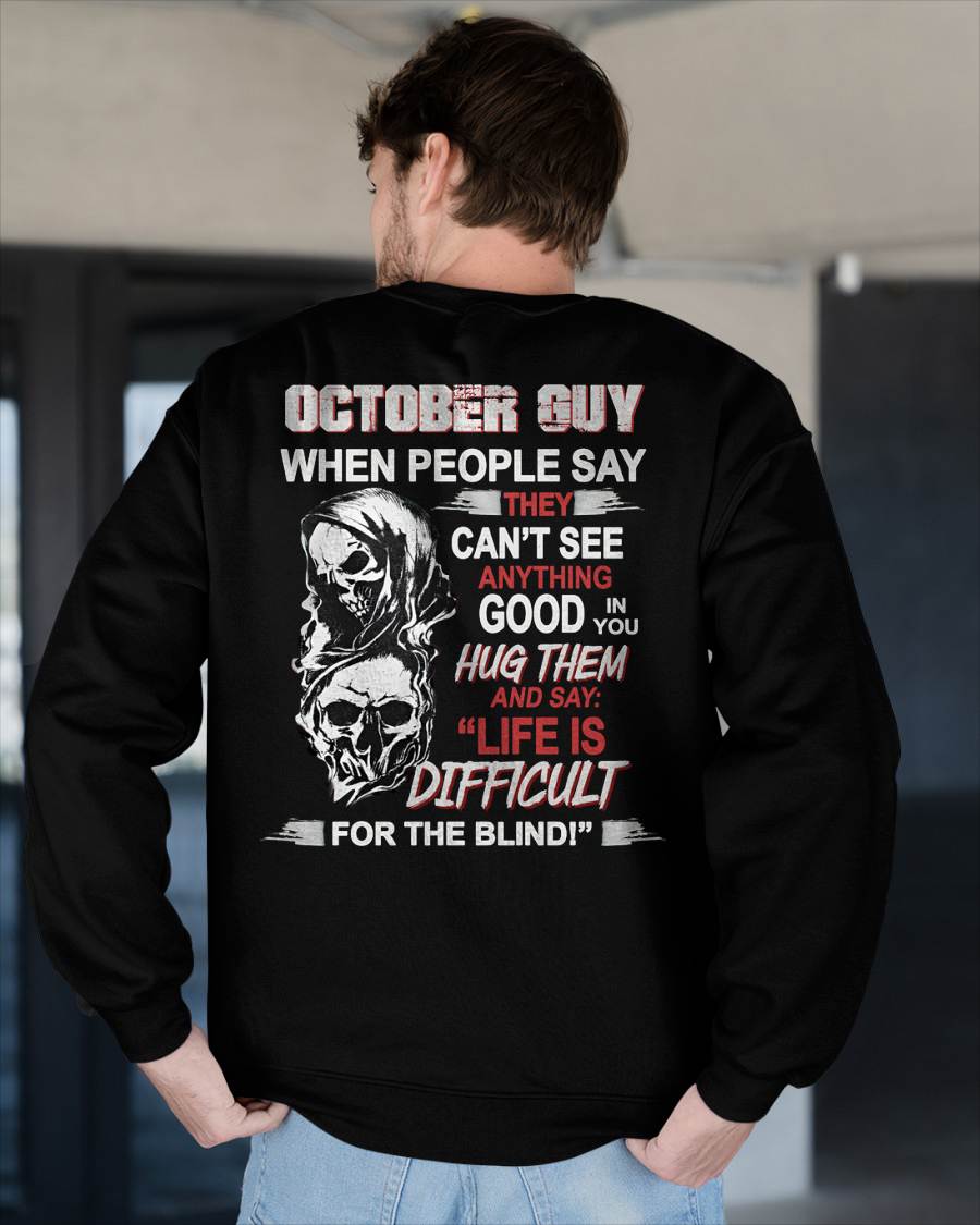 OCTOBER -  HUG THEM AND SAY... - BIRTHDAY T-SHIRT FOR MEN - TOBY10 (SKU12-253-10)