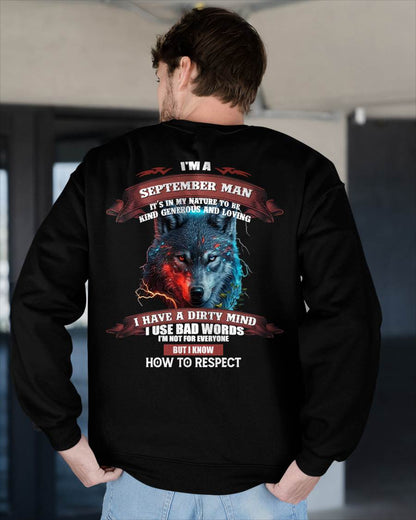 SEPTEMBER - KNOW HOW TO RESPECT - BIRTHDAY T-SHIRT FOR MEN - TOBY09 (SKU12-162-09)