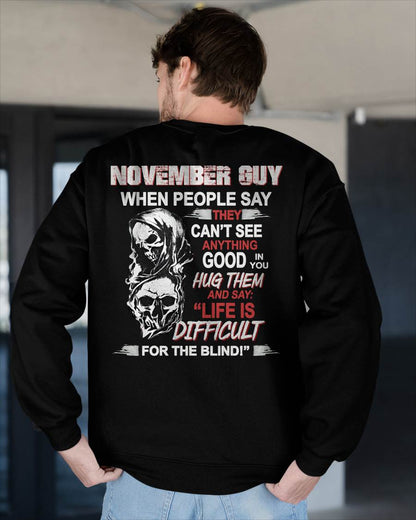 NOVEMBER -  HUG THEM AND SAY... - BIRTHDAY T-SHIRT FOR MEN - TOBY11 (SKU12-253-11)