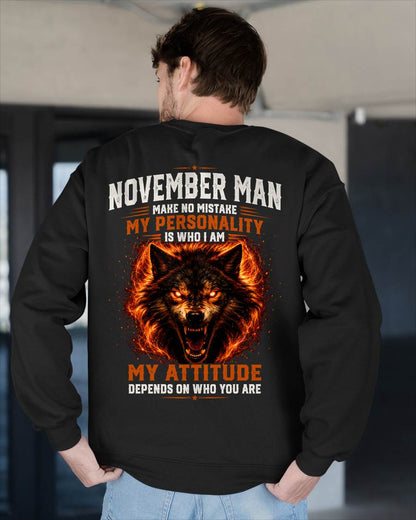 ANIMAL SPIRIT WOLF SHIRT - NOVEMBER MAN MAKE NO MISTAKE  - toby11 (SKU2608-109-11)