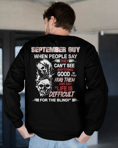 SEPTEMBER -  HUG THEM AND SAY... - BIRTHDAY T-SHIRT FOR MEN - TOBY09 (SKU12-253-09)