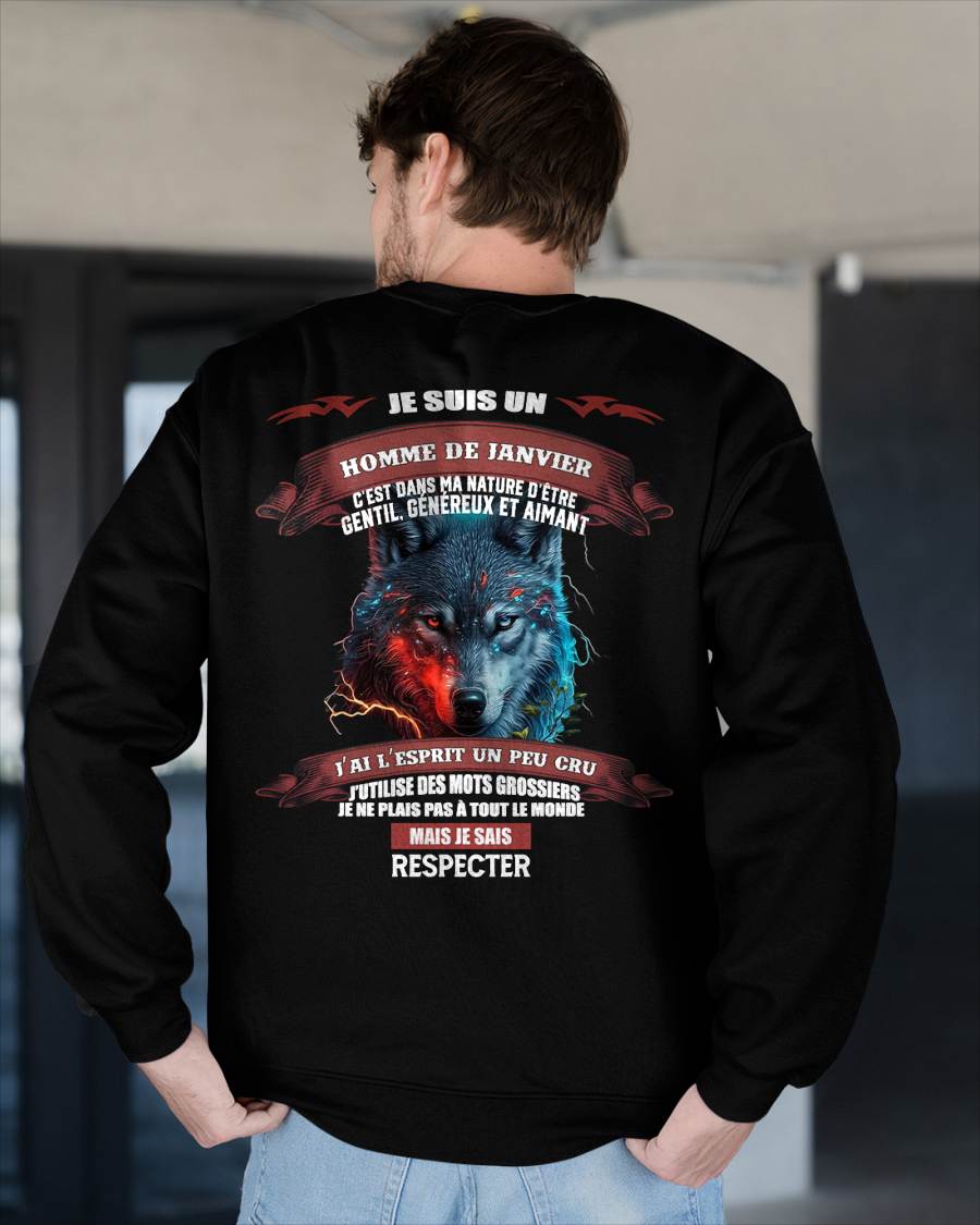 JANVIER -  JE SAIS RESPECTER – T-SHIRT D’ANNIVERSAIRE POUR HOMME - frTOBY01 (SKU12-266-01)