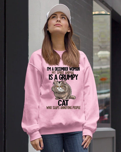 DECEMBER - MY SPIRIT ANIMAL IS A GRUMPY CAT - BIRTHDAY SHIRT FOR WOMEN - TOBY12 (SKU12-278-12)