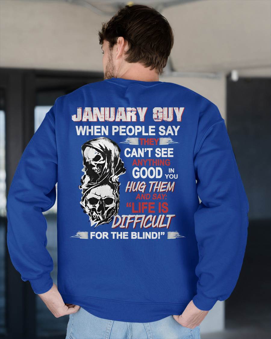 JANUARY - HUG THEM AND SAY... - BIRTHDAY T-SHIRT FOR MEN - TOBY01 (SKU12-253-01)