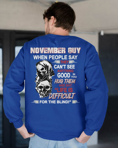 NOVEMBER -  HUG THEM AND SAY... - BIRTHDAY T-SHIRT FOR MEN - TOBY11 (SKU12-253-11)