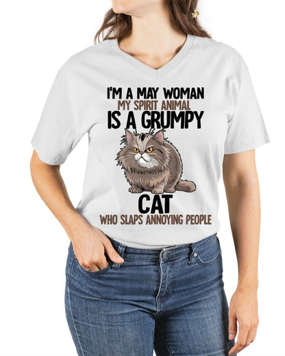 MAY - MY SPIRIT ANIMAL IS A GRUMPY CAT - BIRTHDAY SHIRT FOR WOMEN - TOBY05 (SKU12-278-05)