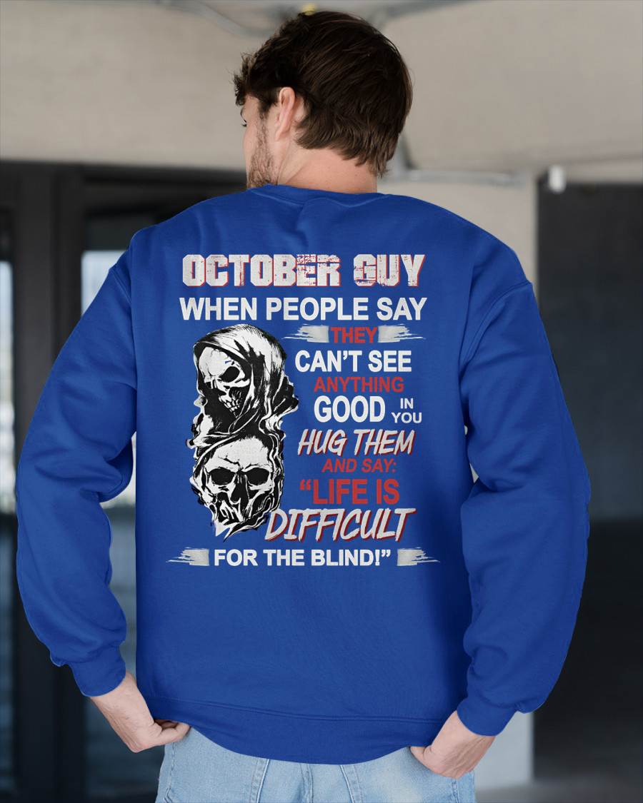 OCTOBER -  HUG THEM AND SAY... - BIRTHDAY T-SHIRT FOR MEN - TOBY10 (SKU12-253-10)