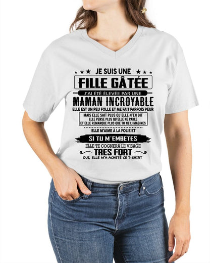 T-SHIRT JE SUIS UNE FILLE CHANCEUSE – CADEAU TOUCHANT DE MAMAN INCROYABLE - frTOBY00 (SKU26T-0190-00)