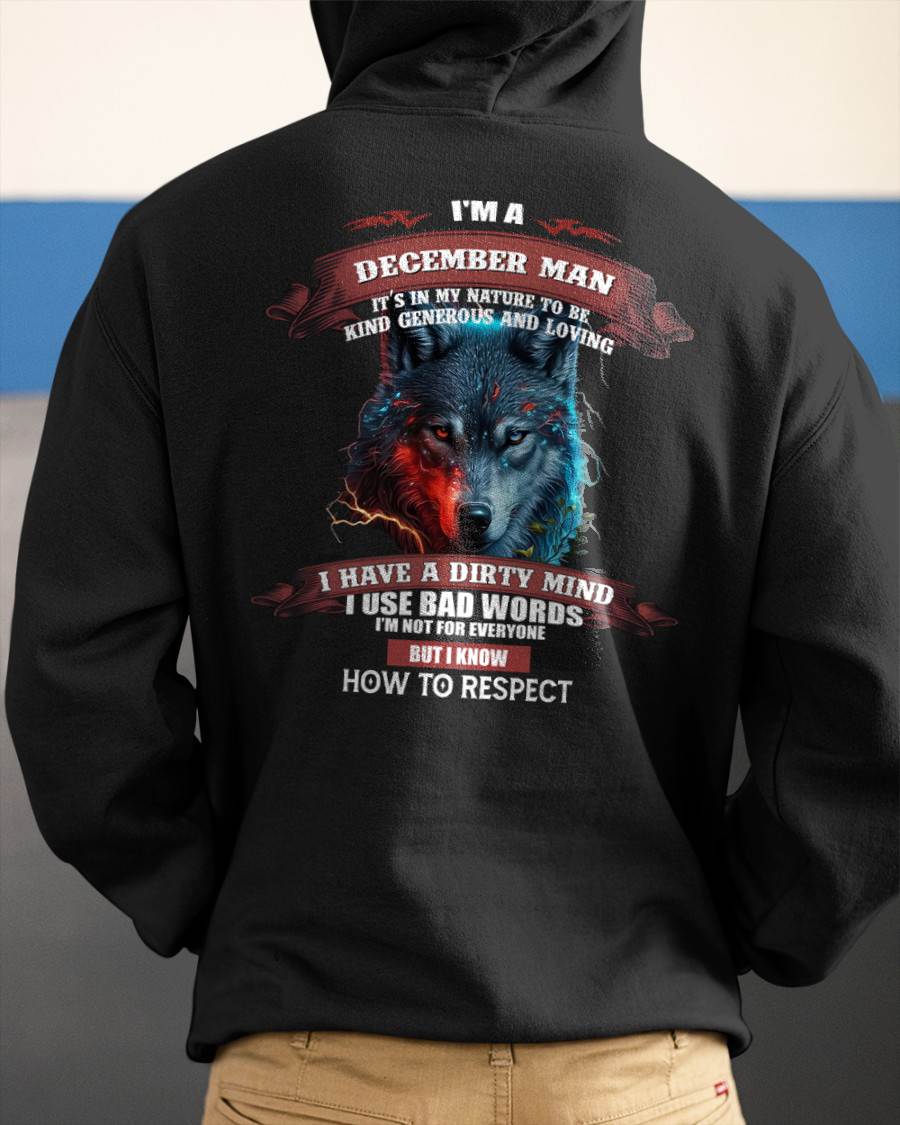 DECEMBER - KNOW HOW TO RESPECT - BIRTHDAY T-SHIRT FOR MEN - TOBY12 (SKU12-162-12)