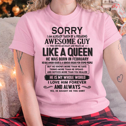 February - Sorry I am already taken by a freaking awesome guy - Gift for Wife From Husband - TOBY02 (SKU08-25-02)