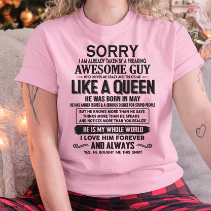 May - Sorry I am already taken by a freaking awesome guy - Gift for Wife From Husband - TOBY05 (SKU08-25-05)